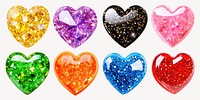 Glitter hearts cut out element set