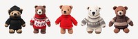 Crochet of bear doll cut out image set