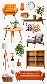 Home furniture isolated image set