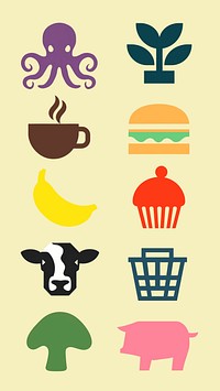 Food grocery icon isolated image set