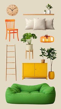 Home furniture isolated image set