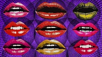 Silkscreen style of lip expression isolated image set