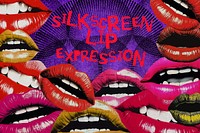 Silkscreen style of lip expression isolated image set