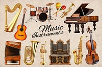 Classic music instrument element set