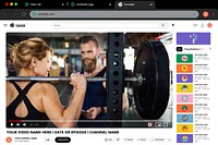 Desktop frame in video website page of a woman exercise at the fitness