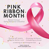 Pink ribbon month Instagram post template