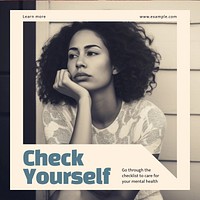 Mental health checklist Instagram post template