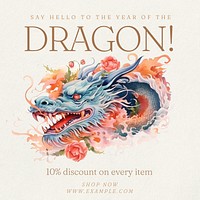 Year of dragon Instagram post template