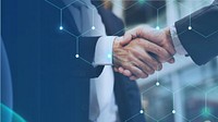 Business handshake, blue digital photo