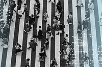 Pedestrians crossing a crosswalk in Shibuya, Japan