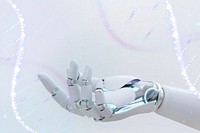 Robot hand showing background, 3D AI technology side view