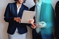 Diverse business people using devices
