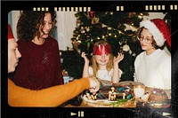 Family having a Christmas dinner film frame