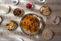 Feast for the end of Ramadan flat lay