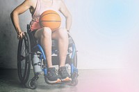 Handicapped woman on wheelchair with basketball remix