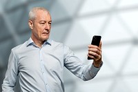 Senior businessman using phone remix