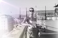 Skinhead girl at a LA rooftop remix