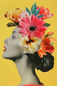 Woman and flower head art asteraceae.
