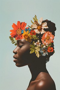 Woman and flower head photography clothing.