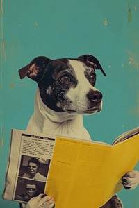 Retro collage of dog photography publication portrait.