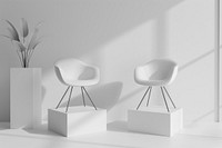 Chair mockup white furniture plant.