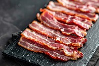 Sliced bacon pork food meat.