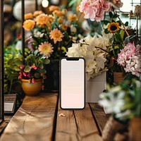 Blank smartphone mockup flower electronics blossom.