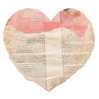 Heart shape newspaper ripped paper text diaper symbol.