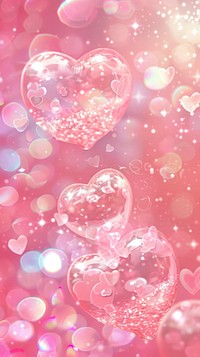 Pink background symbol balloon love heart symbol.
