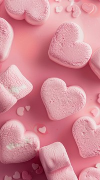 Pink heart shaped marshmallows confectionery dessert sweets.