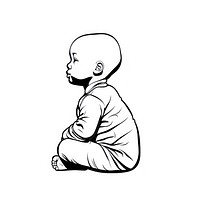 African baby illustrated drawing sketch.