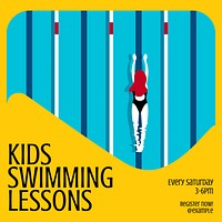 Kids swimming lessons Instagram post template  
