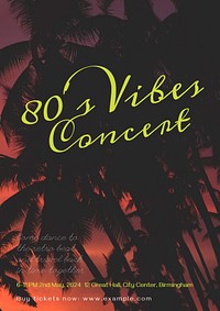 80s vibes concert poster template  