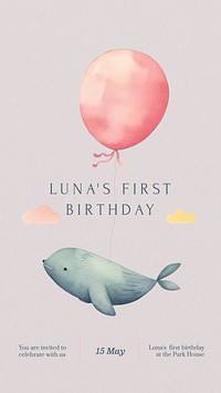 First birthday Instagram story template
