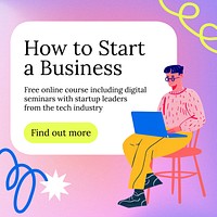 Business course tutorial Instagram post template