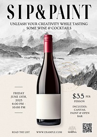 Sip and Paint poster template