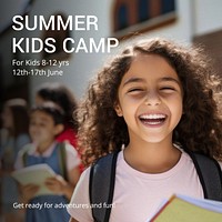 Kids summer camp post template social media design