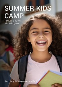 Kids summer camp poster template and design