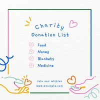 Donation list charity template