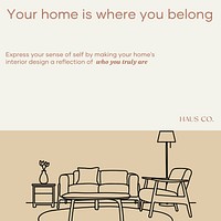 Home interior design Instagram post template