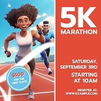 5k marathon Instagram post template