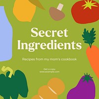 Secret ingredients cookbook Instagram post template