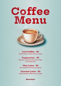 Coffee menu poster template