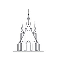 Minimalist symmetrical castle architecture illustrated cathedral.