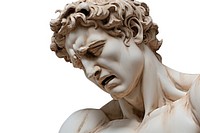 Greek sculpture david crying female person statue.