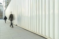 Container wall mockup person outdoors clothing.