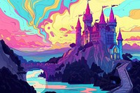 Illustration castle painting graphics art.
