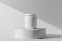 Protein jar mockup white porcelain cylinder.