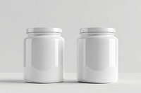 Protein jars mockup white porcelain beverage.