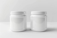 Protein jars mockup white beverage drink.